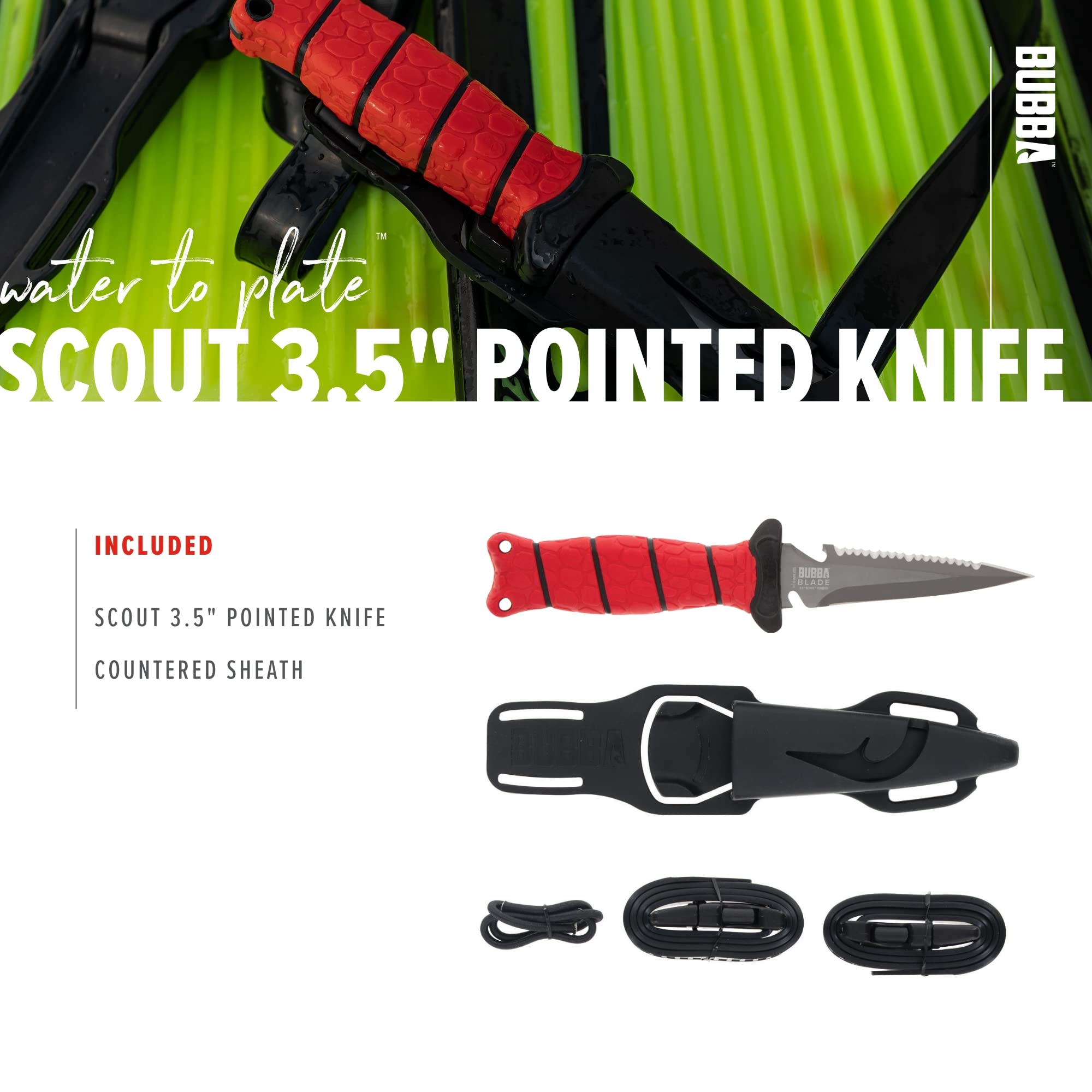 BUBBA 3.5" Pointed Dive Knife with Non-Slip Grip Handle - Image 5