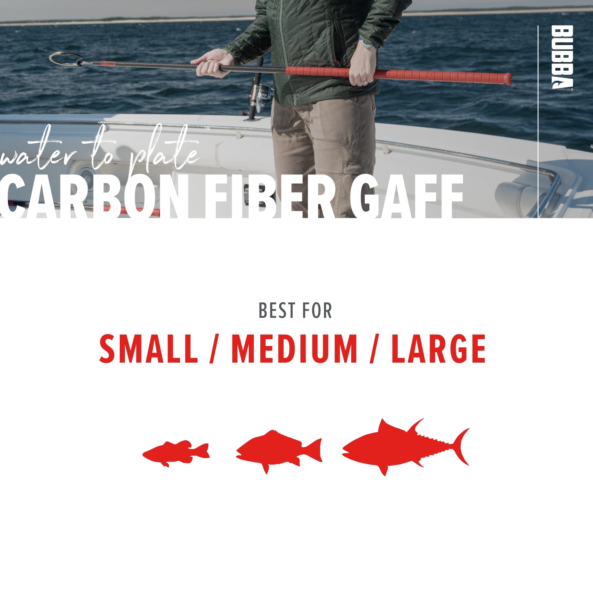 BUBBA 5 Foot Gaff with 3 Inch Stainless Steel Offset Hook, Non-Slip Grip Handles and Carbon Fiber Shaft for Fishing, Boating and Outdoors - Image 5