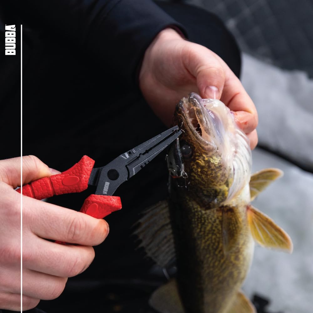 Bubba 6" Forged Fishing Pliers with Crimping Cutouts, Lure Tuning Slots, Hook Pulling Holes, and Corrosion-Resistant Coated Steel, For Fishing - Image 3