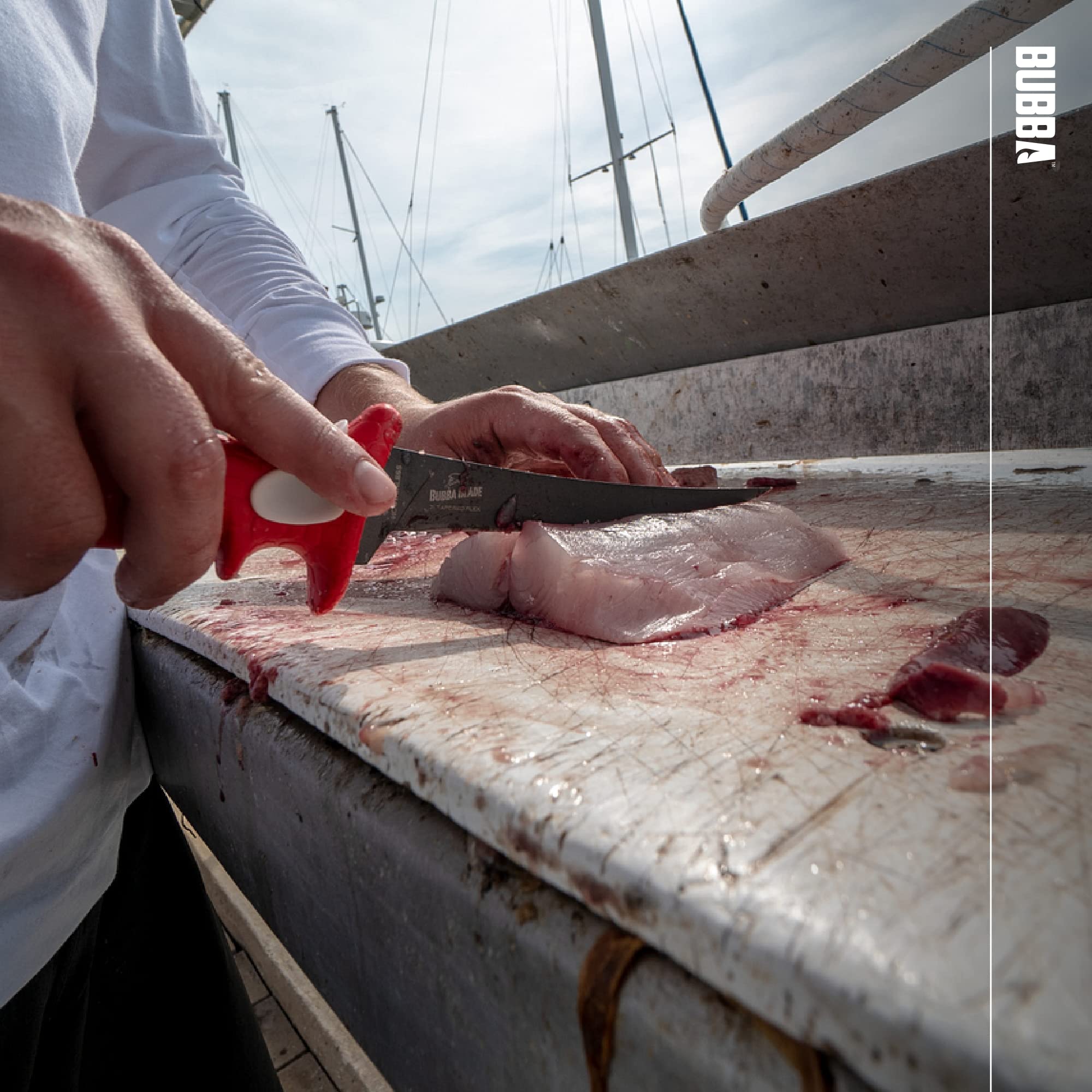 BUBBA 6 Inch Ultra Flex Tapered Fillet Knife with Non-Slip Grip Handle, 8Cr13MoV Stainless Steel Blade, Lanyard Hole and Synthetic Sheath for Fishing - Image 7