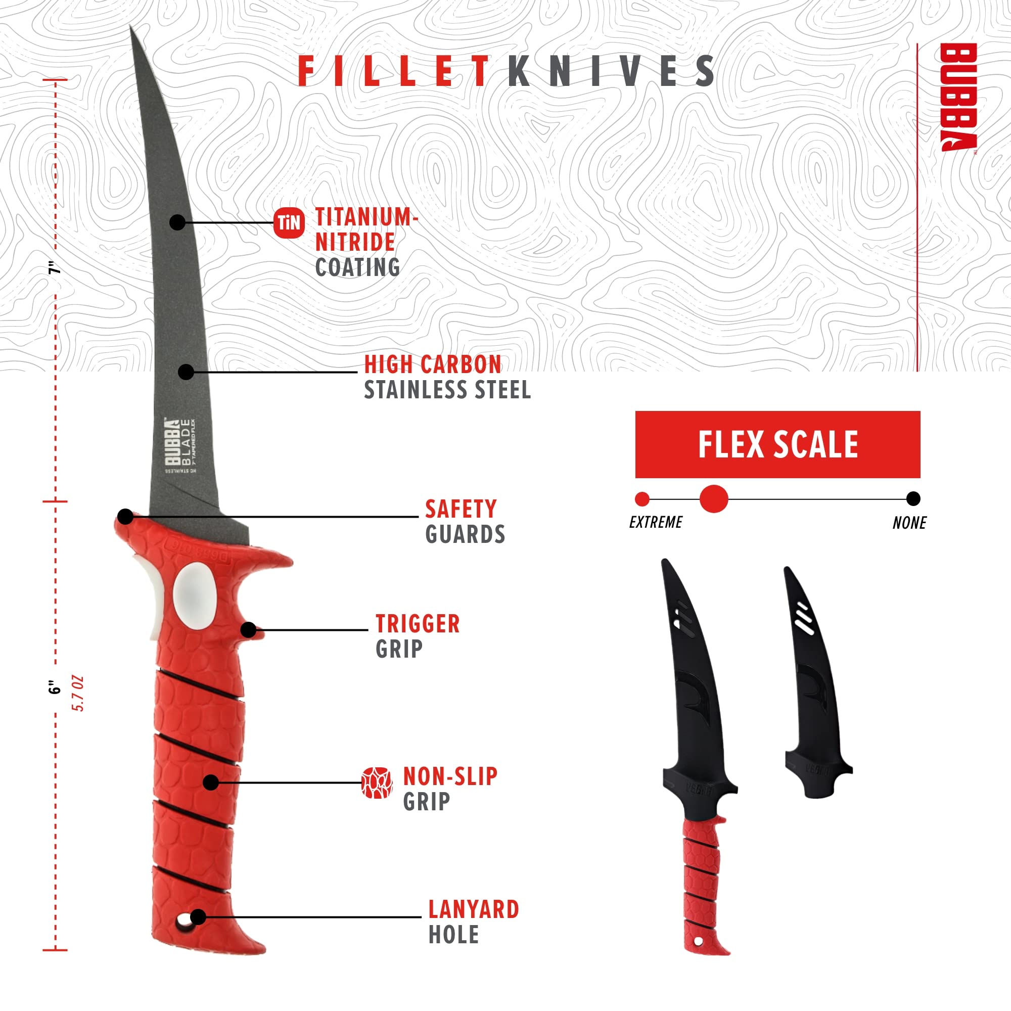 Bubba 7 Inch Tapered Flex Fillet Fishing Knife - Image 3