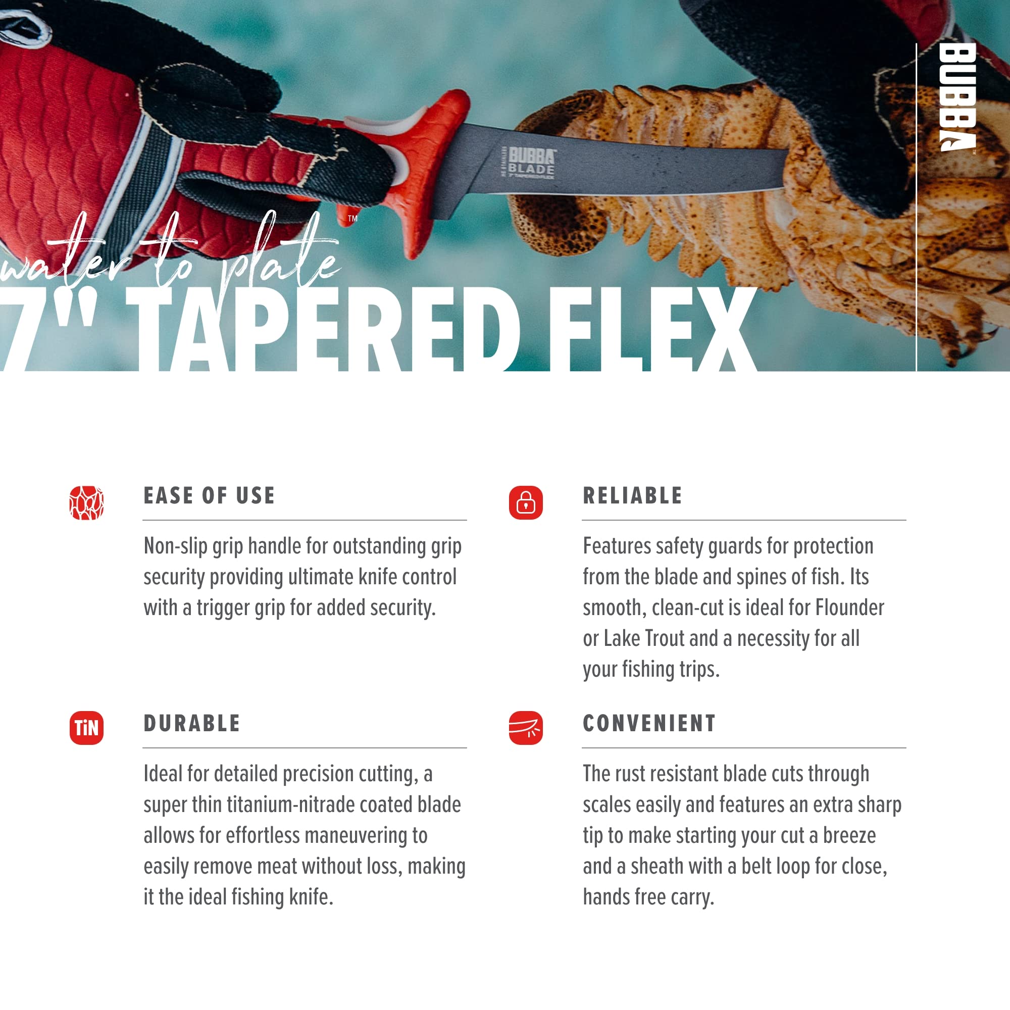 Bubba 7 Inch Tapered Flex Fillet Fishing Knife - Image 4