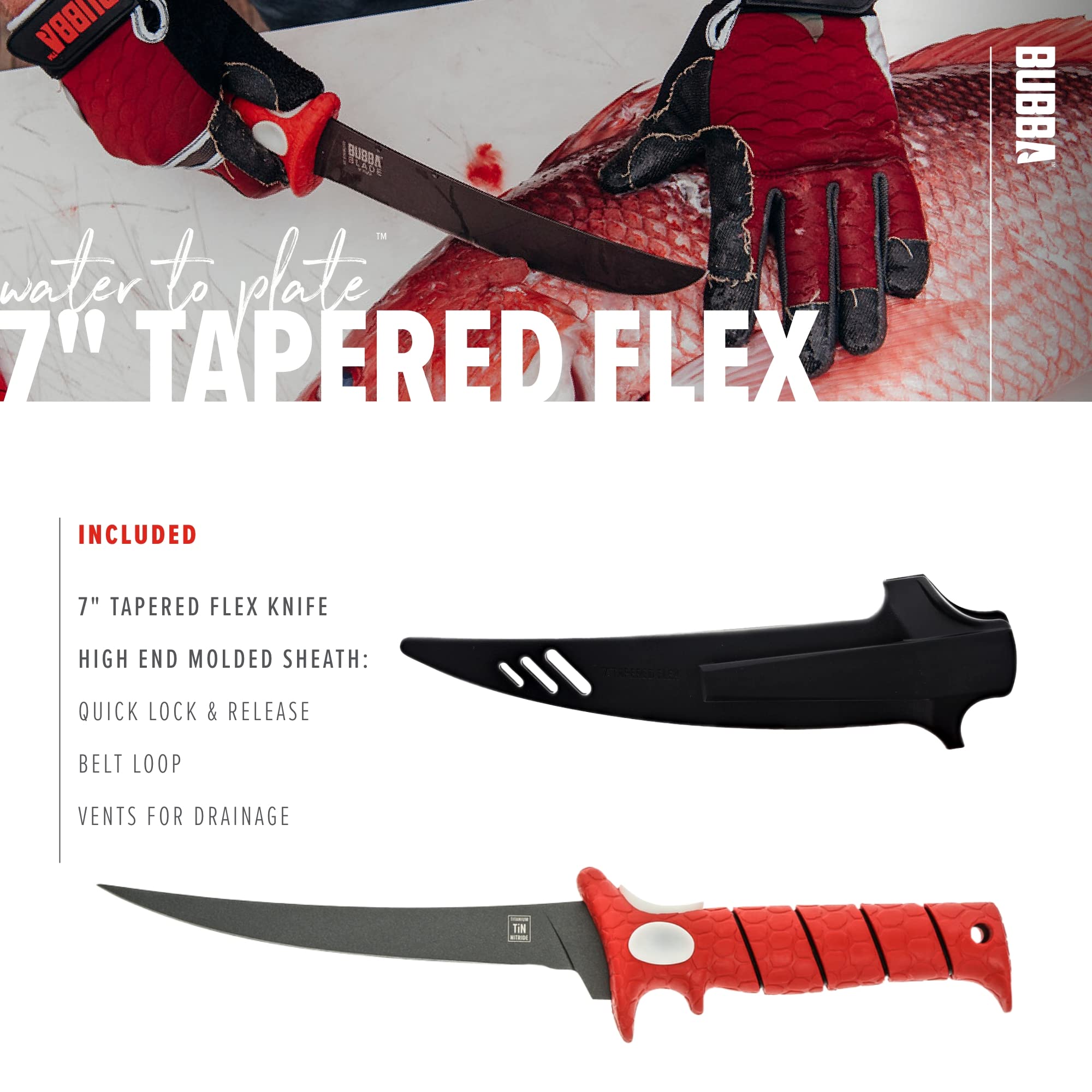 Bubba 7 Inch Tapered Flex Fillet Fishing Knife - Image 6