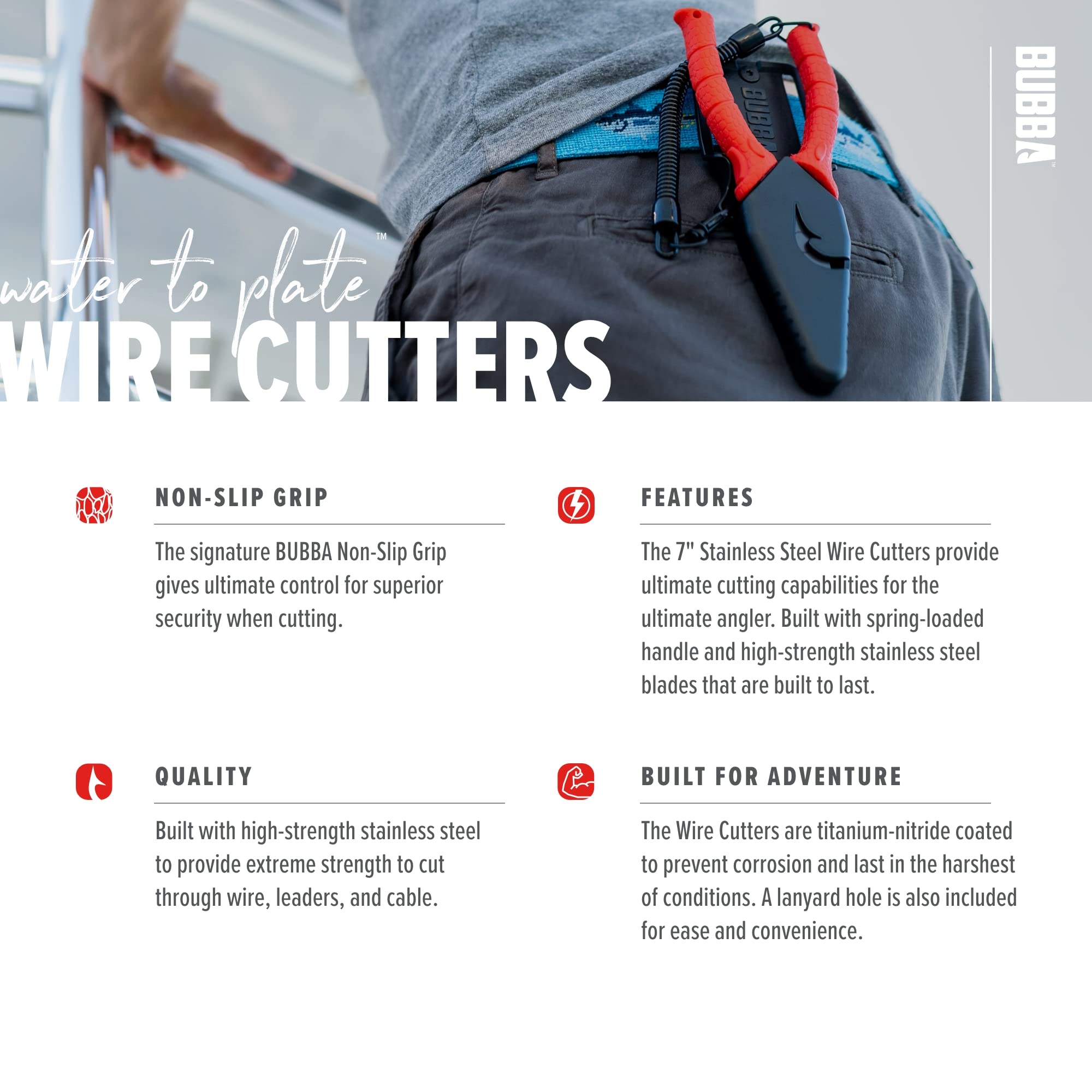 BUBBA 7" Wire Snips with Spring-Loaded Non-Slip Grip Handle for Cutting Wire, Leaders or Cable for Fishing Red - Image 4