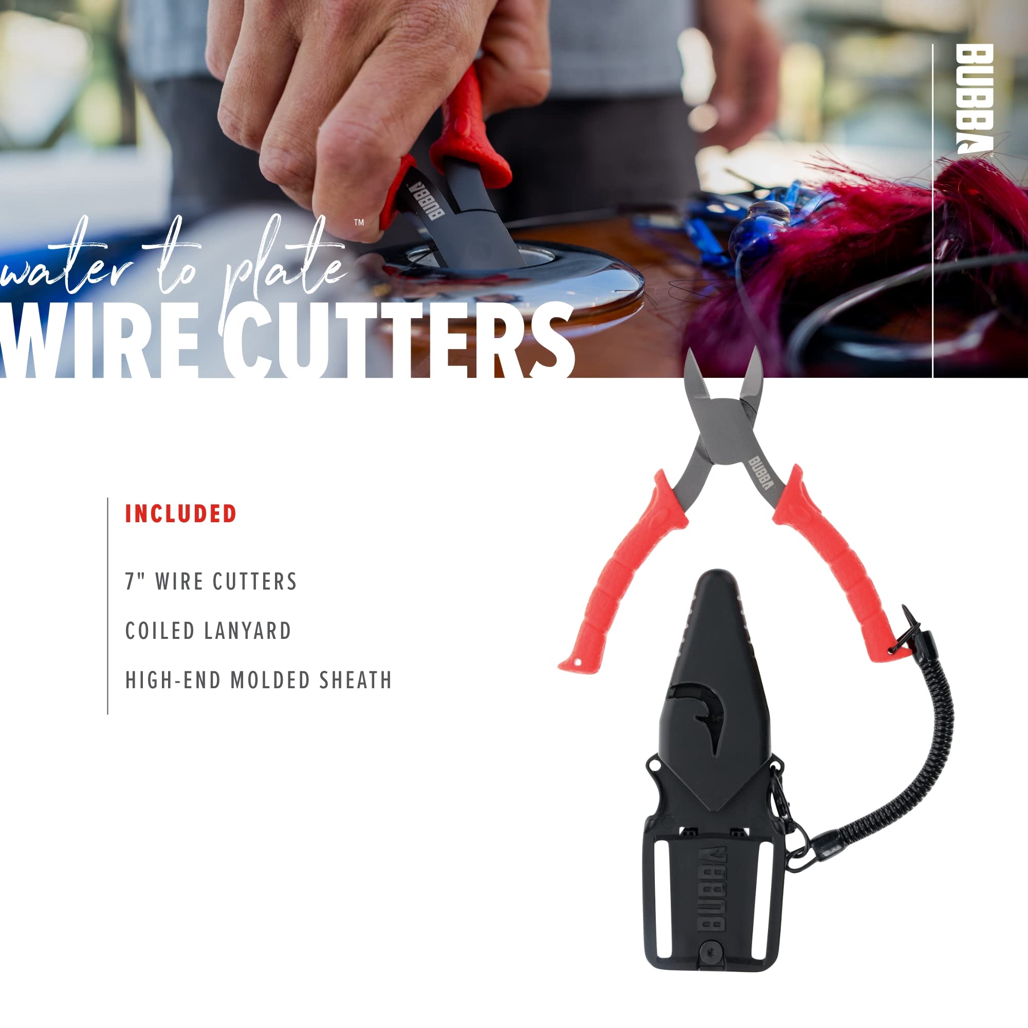 BUBBA 7" Wire Snips with Spring-Loaded Non-Slip Grip Handle for Cutting Wire, Leaders or Cable for Fishing Red - Image 5