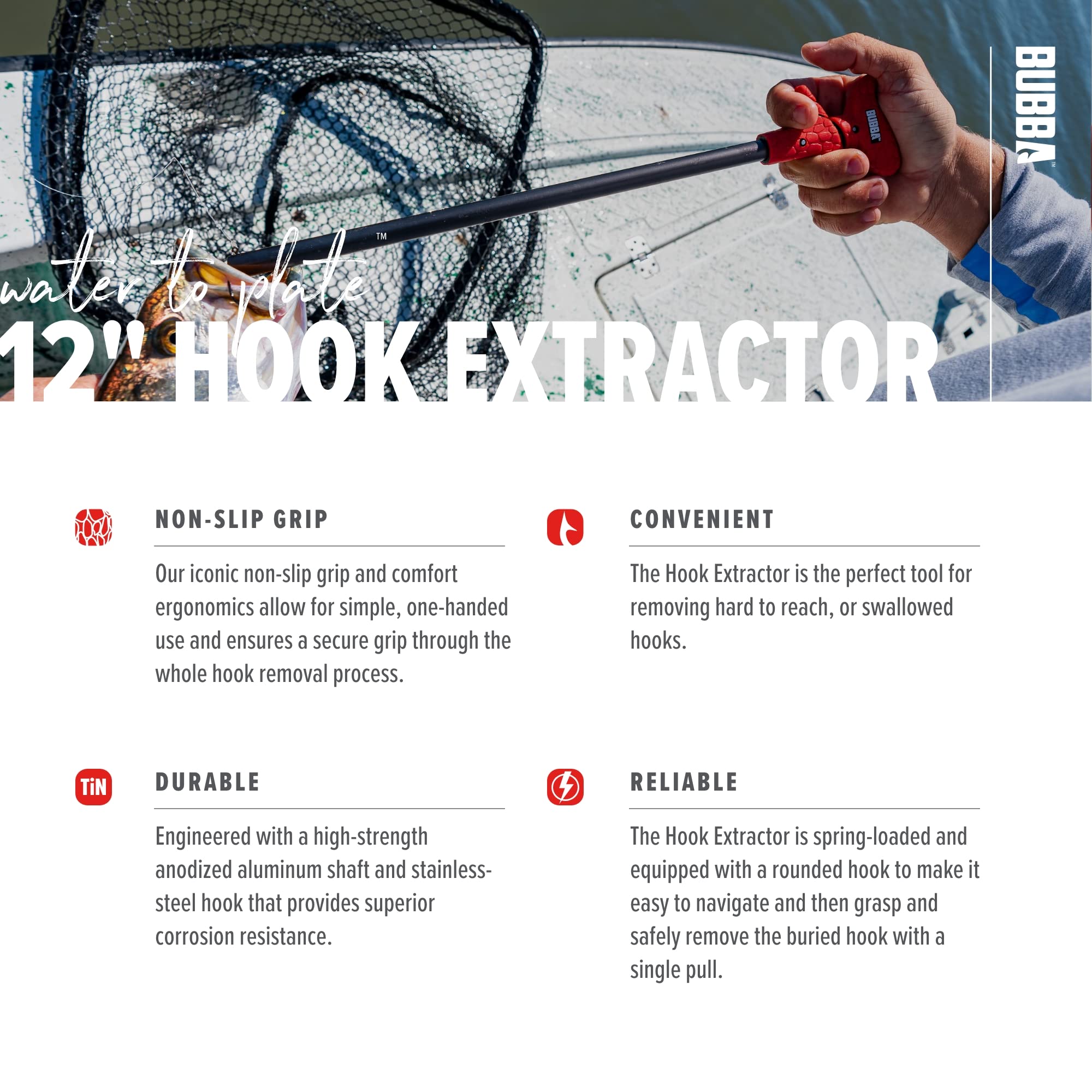 BUBBA Hook Extractor with Non-Slip Grip T-Handle with Marine Grade Stainless Steel Hook Extractor for Fishing and Angling - Image 4