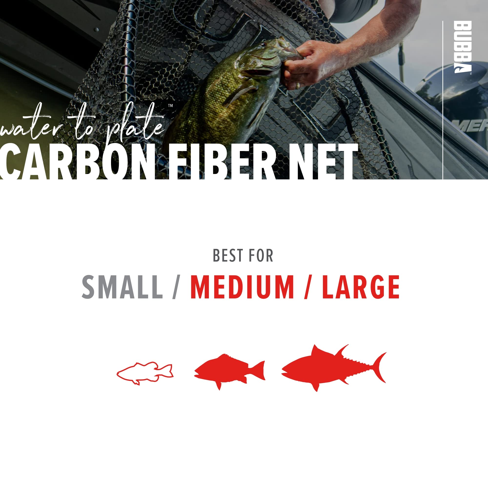 BUBBA Landing Nets with Corrosion Resistant Construction, Non-Slip Grip Handle and Carbon Fiber Shafts for Fishing, Angling, Boating and Outdoors - Image 6