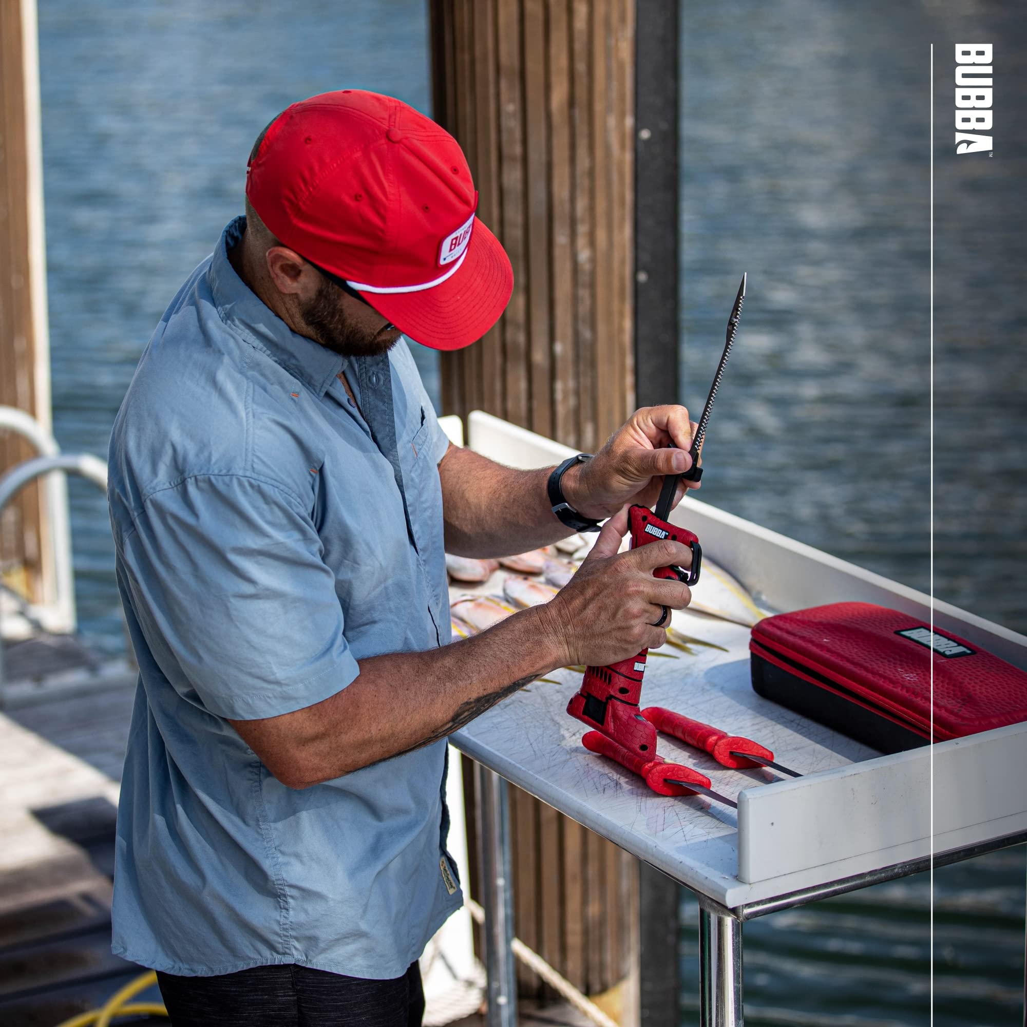 BUBBA Li-Ion Cordless Electric Fillet Knife with Non-Slip Grip Handle, 4 Ti-Nitride S.S. Coated Non-Stick Reciprocating Blades, Charger and Case for Fishing - Image 8