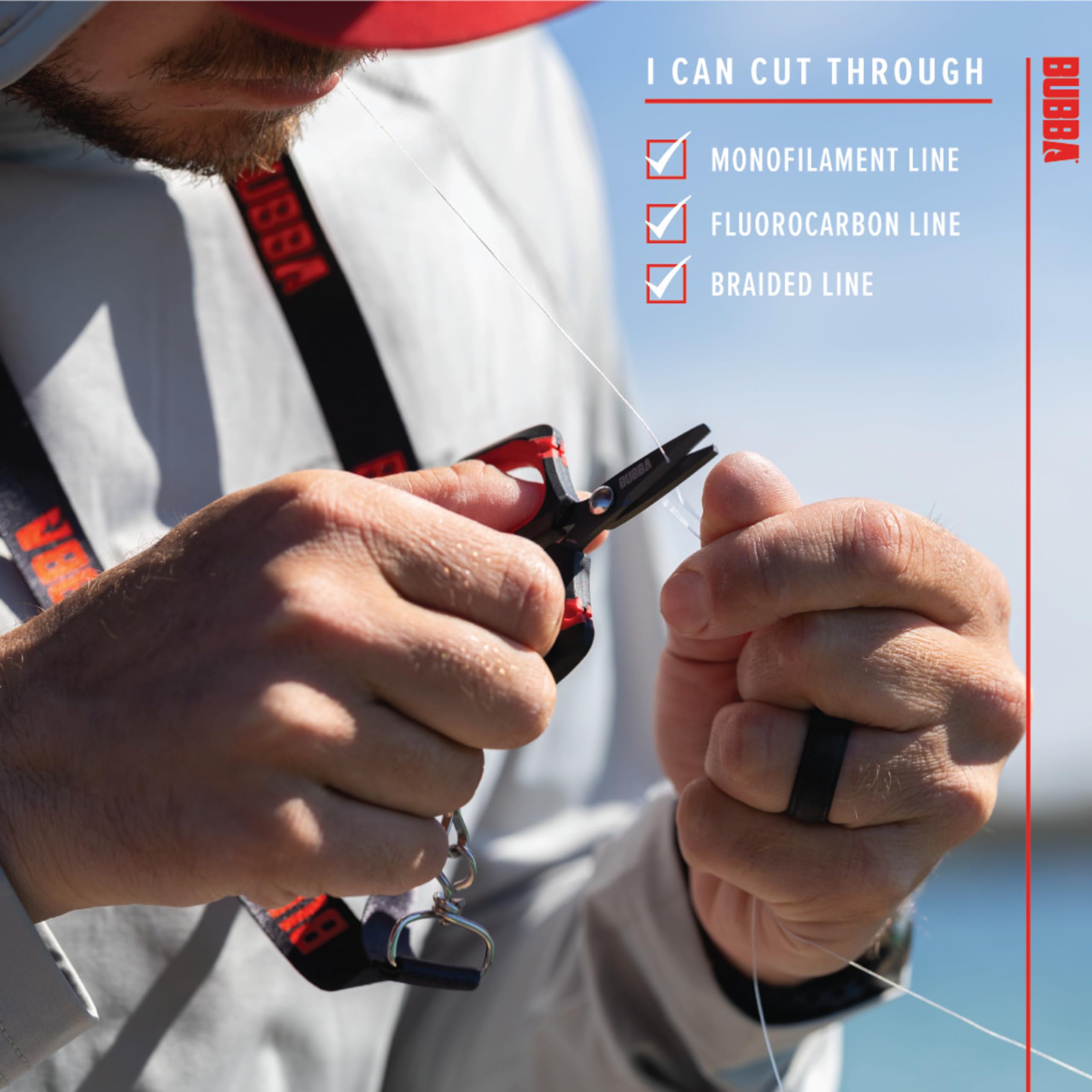 Bubba Micro Fishing Shears with Lanyard, Titanium-Nitride Coated Blades, Cuts through Monofilament, Fluorocarbon, and Braided Line, For Fishing - Image 3