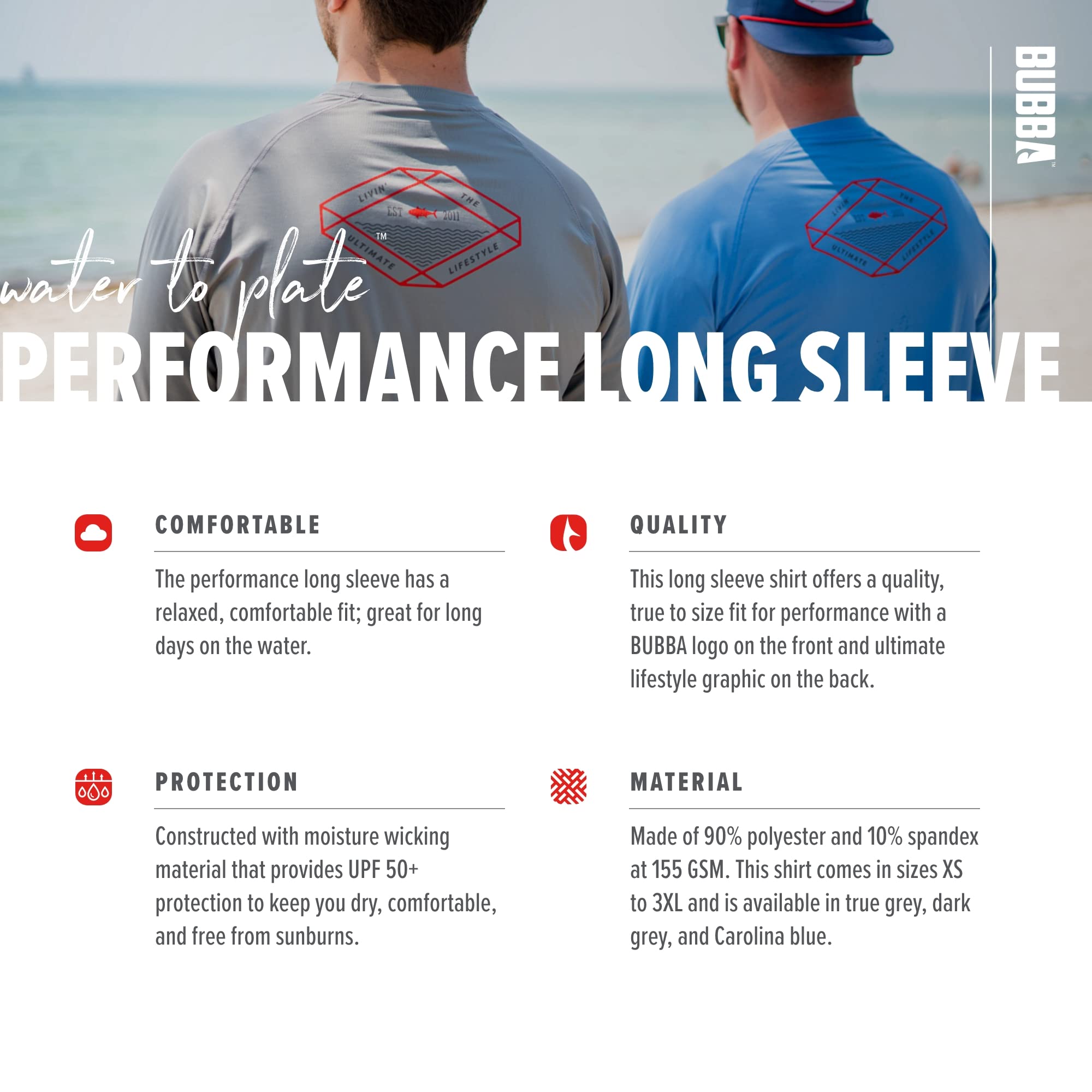 BUBBA Performance Fishing Long Sleeve with Moisture Wicking, UV Protection, Quick Dry, for Fishing, Boating, and Outdoors - Image 6