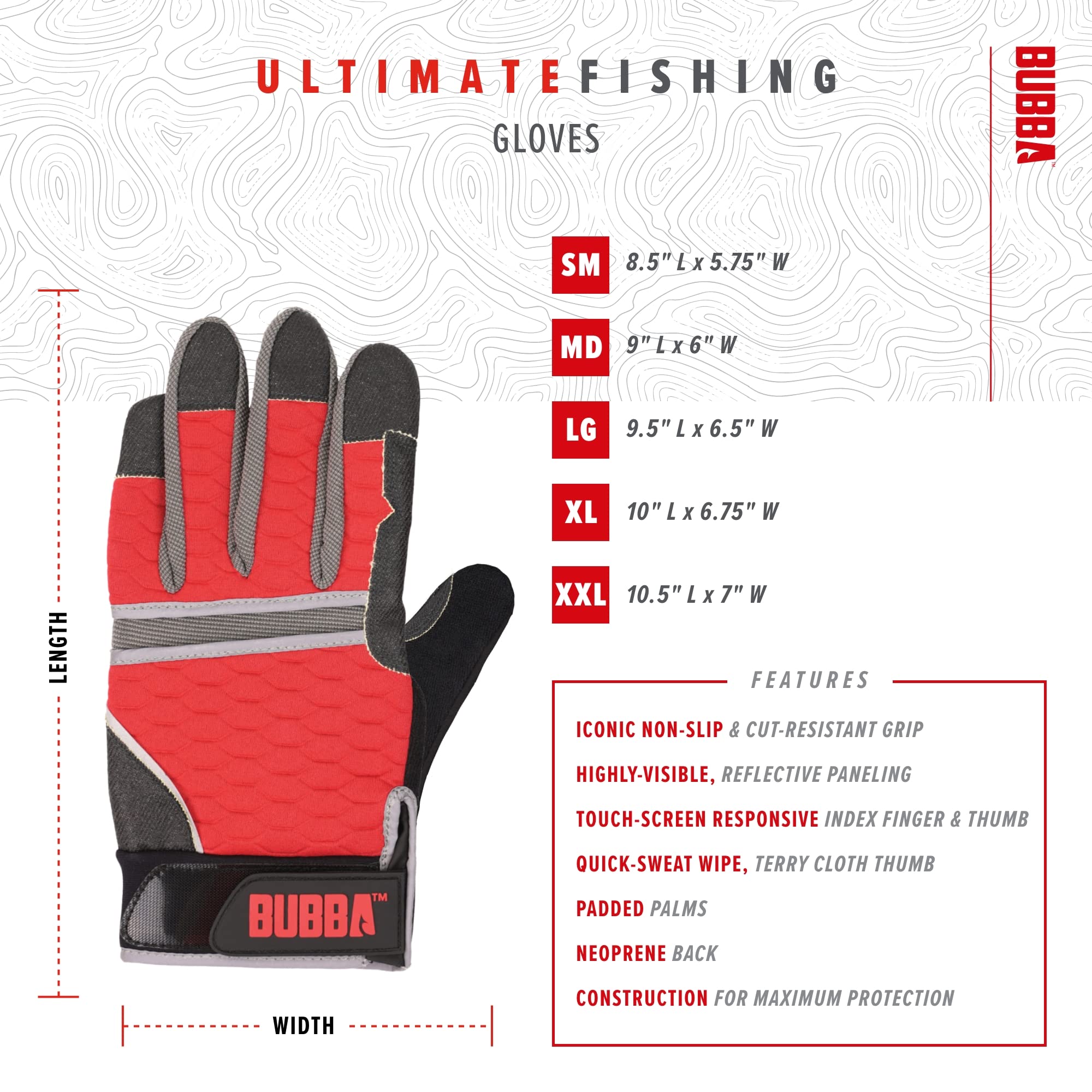 BUBBA Ultimate Fishing Gloves with Cut Resistant Construction, Cloth Thumb and Touch Screen Usability for Fishing, Angling, Boating and Outdoors - Image 3