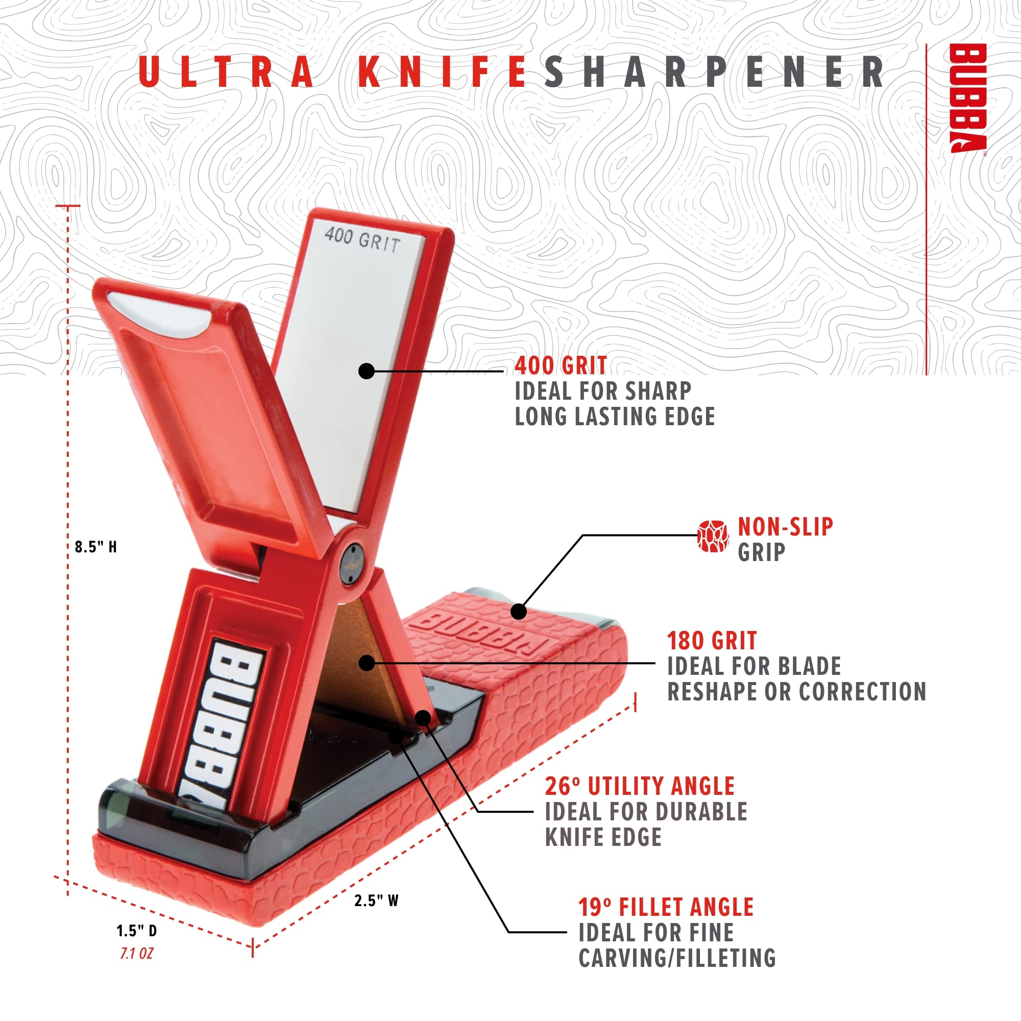 BUBBA Ultra Knife Sharpener with Non-Slip Grip Base and Sharpener Sheath for Manual Knife Sharpening for Any Blade - Image 3